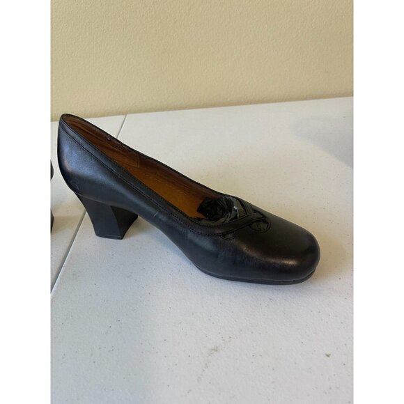 Strictly Comfort Womens Classic Pump Shoes Black Block Heels Leather 7 M - Picture 6 of 15